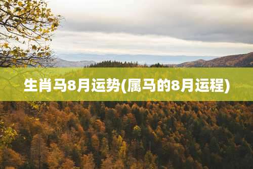 生肖马8月运势(属马的8月运程)