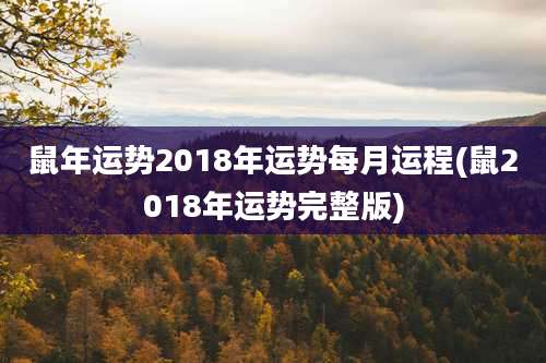 鼠年运势2018年运势每月运程(鼠2018年运势完整版)