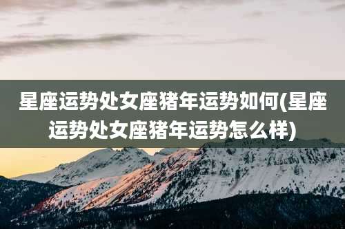 星座运势处女座猪年运势如何(星座运势处女座猪年运势怎么样)