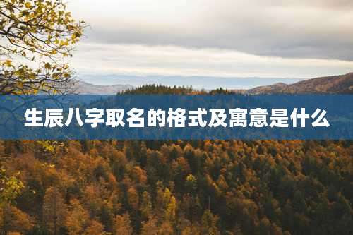 生辰八字取名的格式及寓意是什么