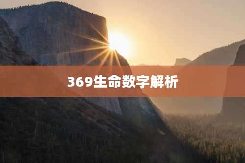369生命数字解析