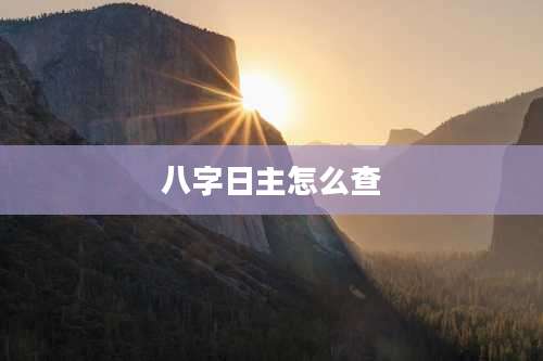八字日主怎么查