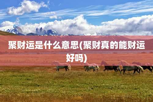 聚财运是什么意思(聚财真的能财运好吗)