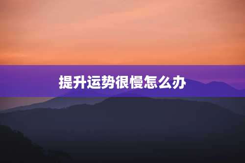 提升运势很慢怎么办