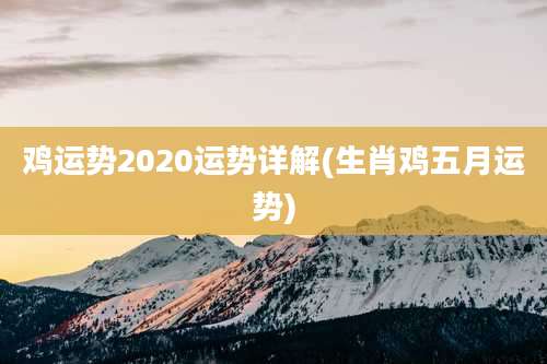 鸡运势2020运势详解(生肖鸡五月运势)