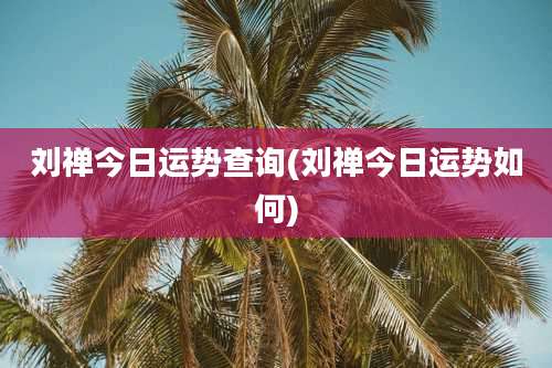 刘禅今日运势查询(刘禅今日运势如何)
