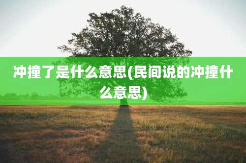 冲撞了是什么意思(民间说的冲撞什么意思)