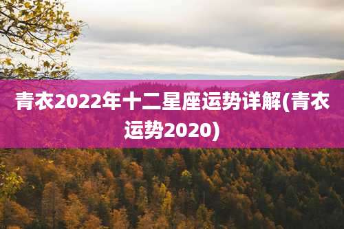 青衣2022年十二星座运势详解(青衣运势2020)