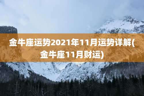金牛座运势2021年11月运势详解(金牛座11月财运)