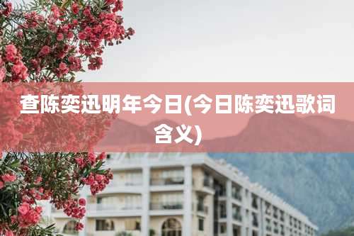 查陈奕迅明年今日(今日陈奕迅歌词含义)
