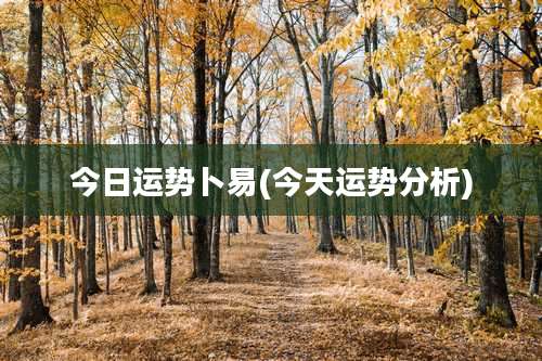 今日运势卜易(今天运势分析)