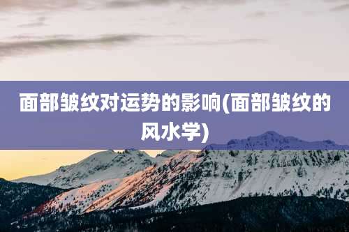 面部皱纹对运势的影响(面部皱纹的风水学)