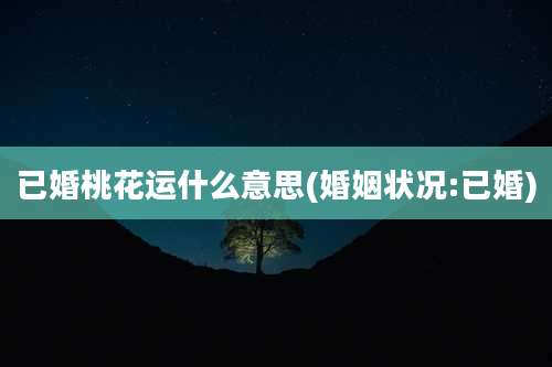已婚桃花运什么意思(婚姻状况:已婚)