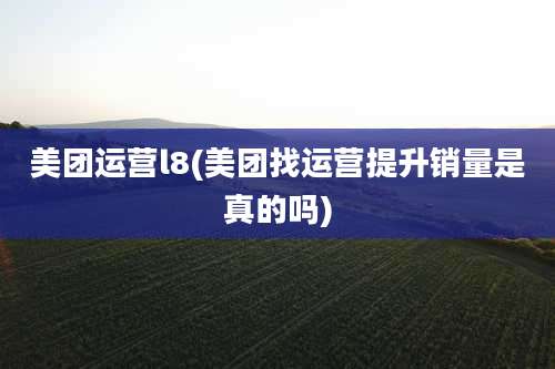 美团运营l8(美团找运营提升销量是真的吗)