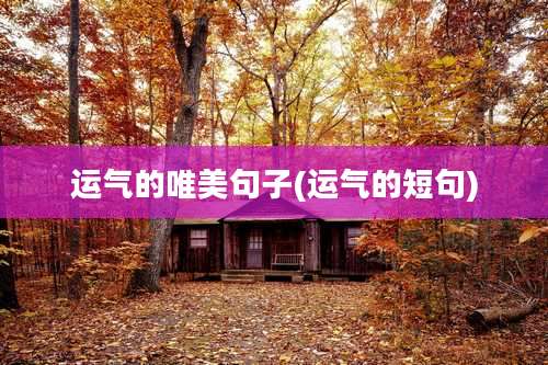 运气的唯美句子(运气的短句)