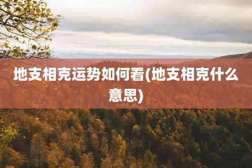 地支相克运势如何看(地支相克什么意思)