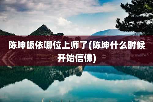 陈坤皈依哪位上师了(陈坤什么时候开始信佛)