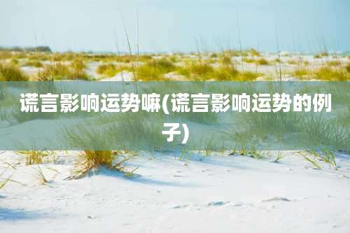 谎言影响运势嘛(谎言影响运势的例子)