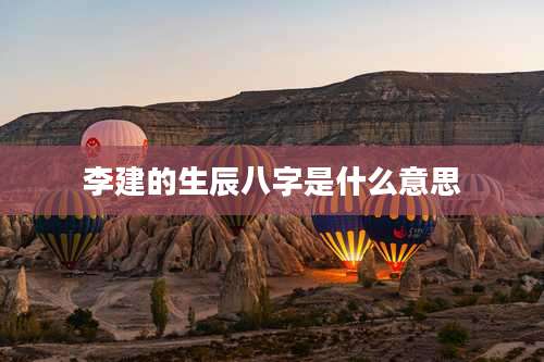 李建的生辰八字是什么意思