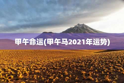 甲午命运(甲午马2021年运势)