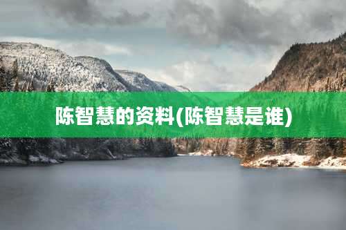 陈智慧的资料(陈智慧是谁)