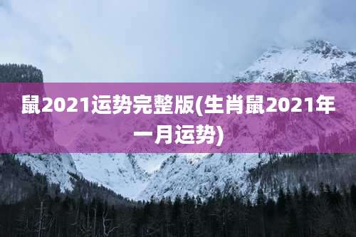 鼠2021运势完整版(生肖鼠2021年一月运势)