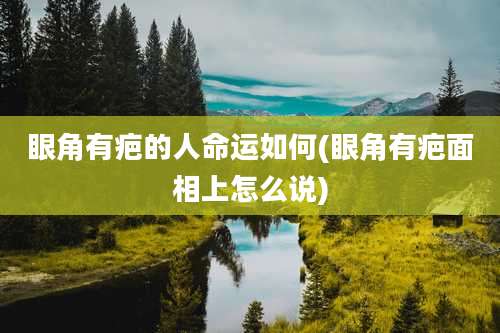 眼角有疤的人命运如何(眼角有疤面相上怎么说)