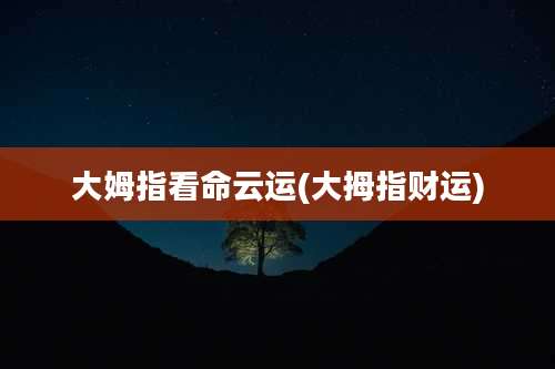 大姆指看命云运(大拇指财运)