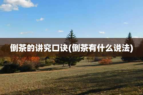 倒茶的讲究口诀(倒茶有什么说法)