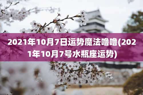 2021年10月7日运势魔法噜噜(2021年10月7号水瓶座运势)