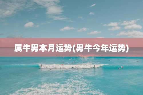 属牛男本月运势(男牛今年运势)