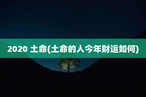 2020 土命(土命的人今年财运如何)