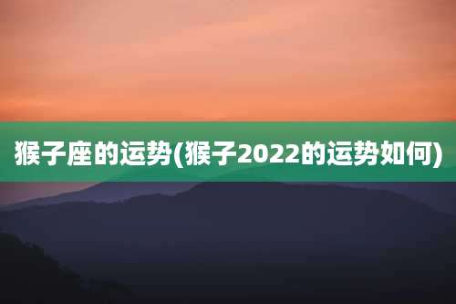 猴子座的运势(猴子2022的运势如何)