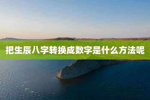 把生辰八字转换成数字是什么方法呢