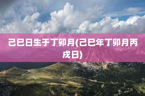 己巳日生于丁卯月(己巳年丁卯月丙戌日)