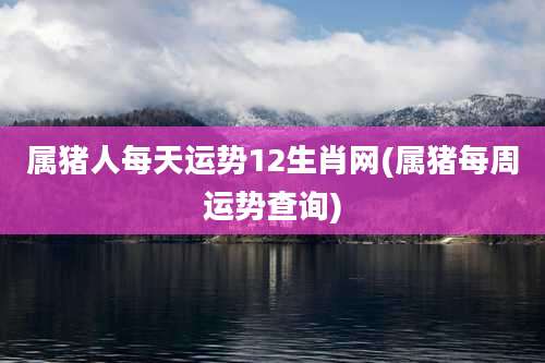 属猪人每天运势12生肖网(属猪每周运势查询)