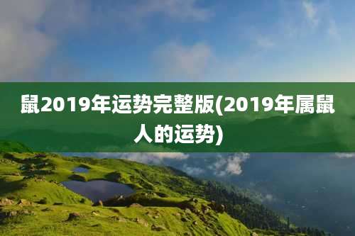 鼠2019年运势完整版(2019年属鼠人的运势)